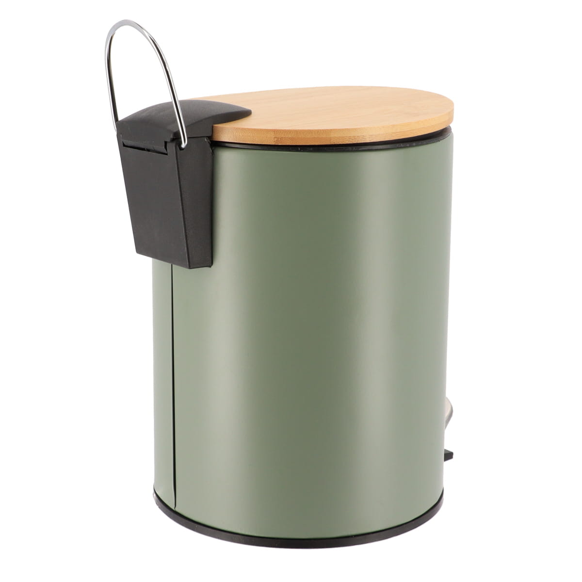 Coș De Gunoi Metalic Cu Închidere Lentă 3L - Khaki/Bambus