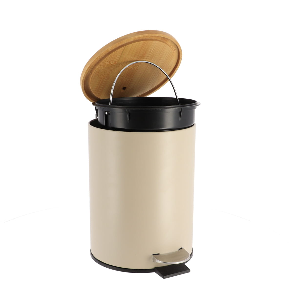 Coș De Gunoi Metalic Cu Închidere Lentă 3L - Taupe/Bambus
