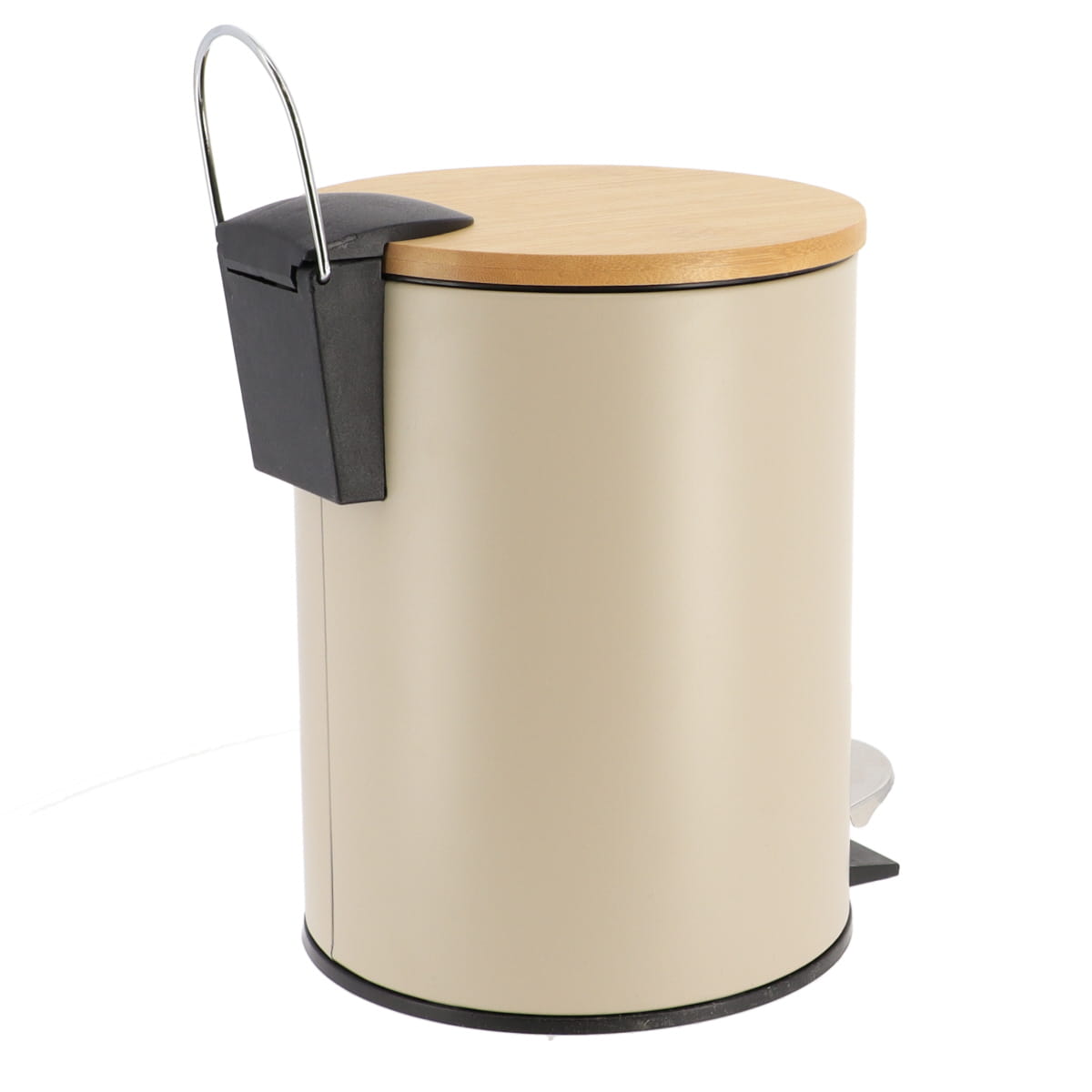 Coș De Gunoi Metalic Cu Închidere Lentă 3L - Taupe/Bambus