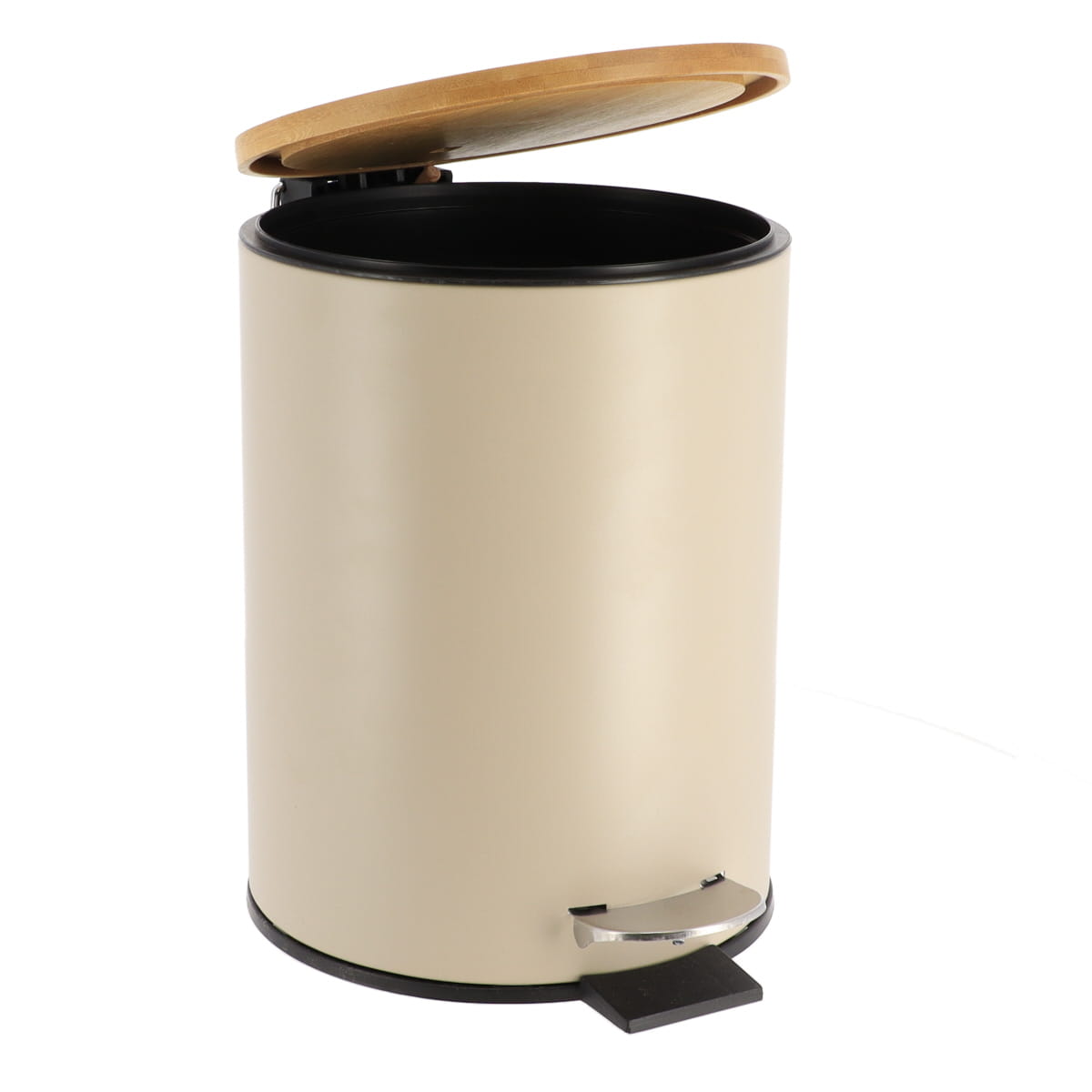 Coș De Gunoi Metalic Cu Închidere Lentă 3L - Taupe/Bambus