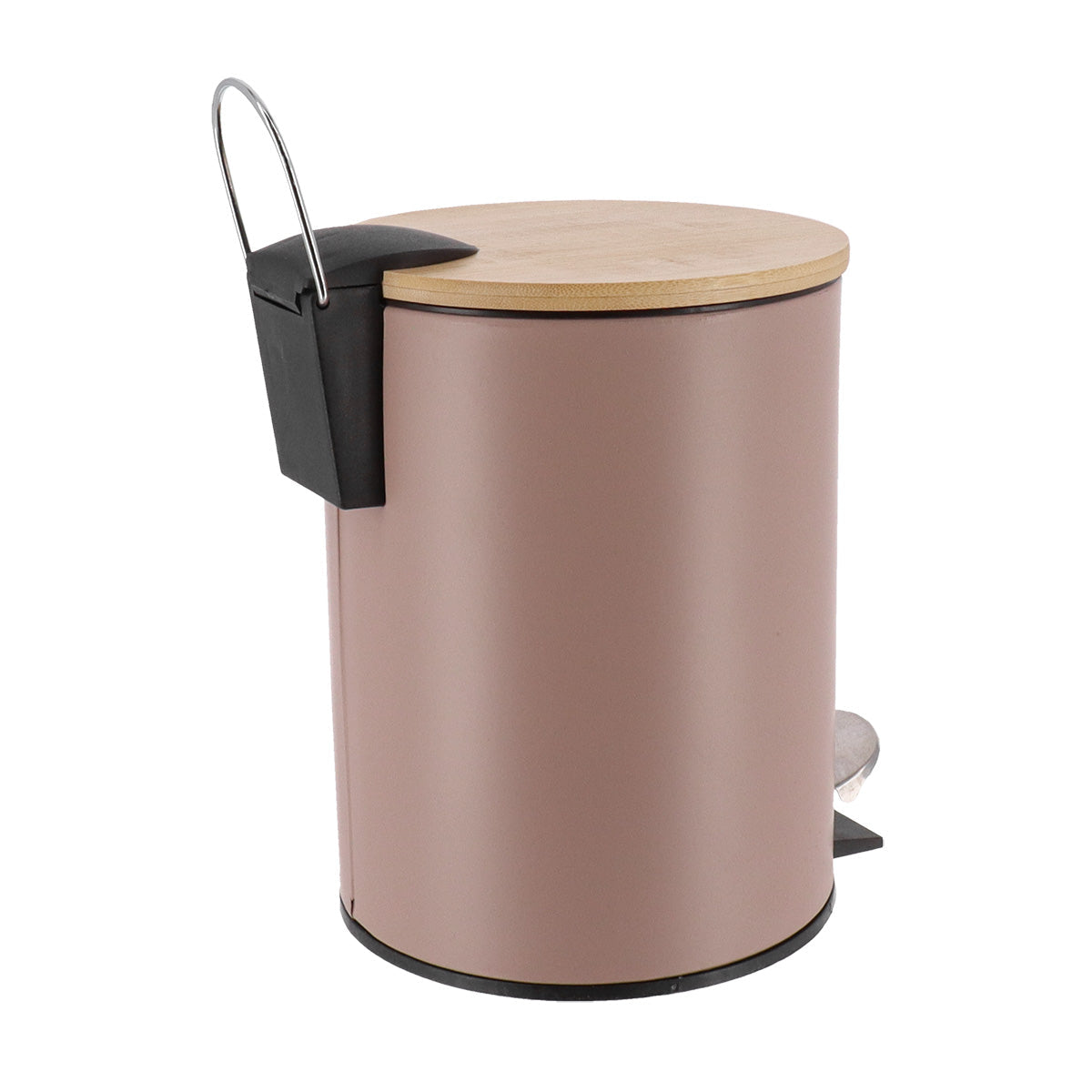 Coș De Gunoi Metalic Cu Închidere Lentă 3L - Cappuccino/Bambus