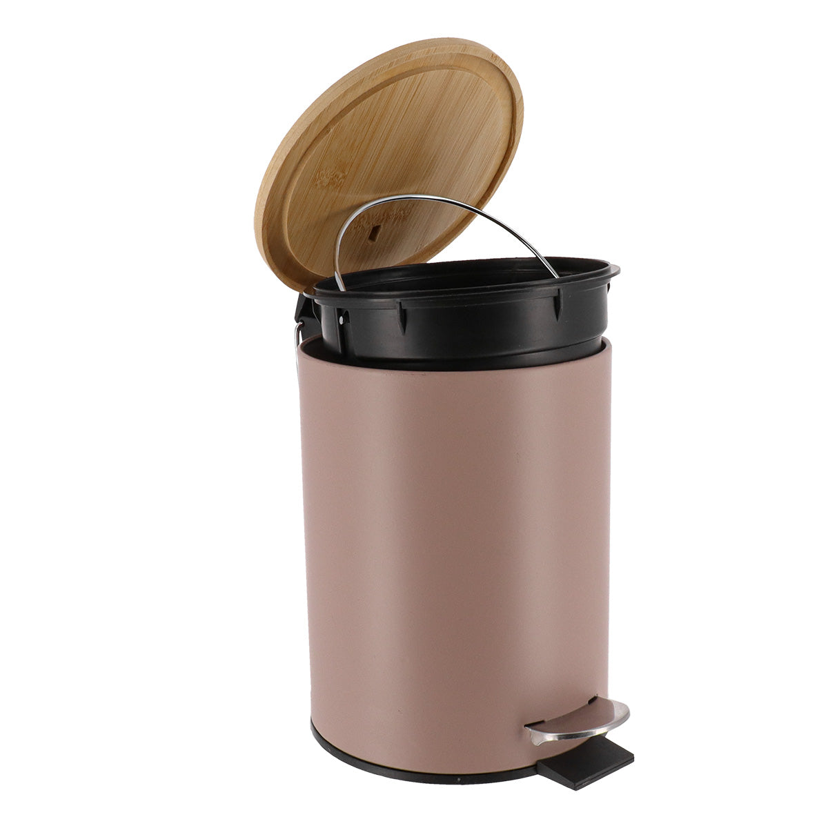 Coș De Gunoi Metalic Cu Închidere Lentă 3L - Cappuccino/Bambus