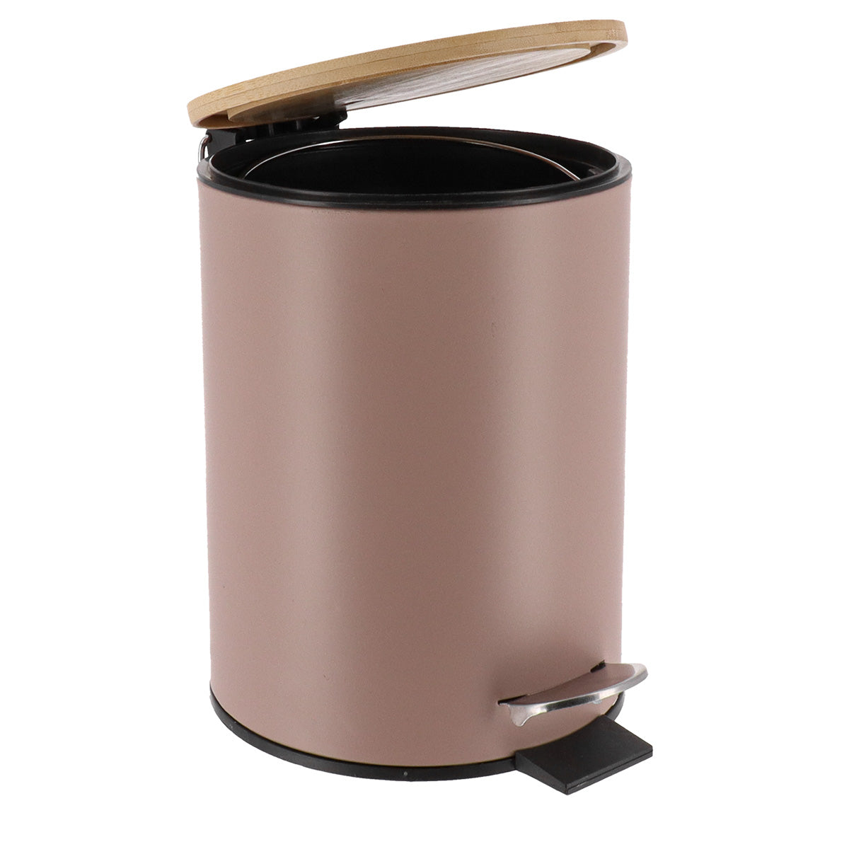 Coș De Gunoi Metalic Cu Închidere Lentă 3L - Cappuccino/Bambus