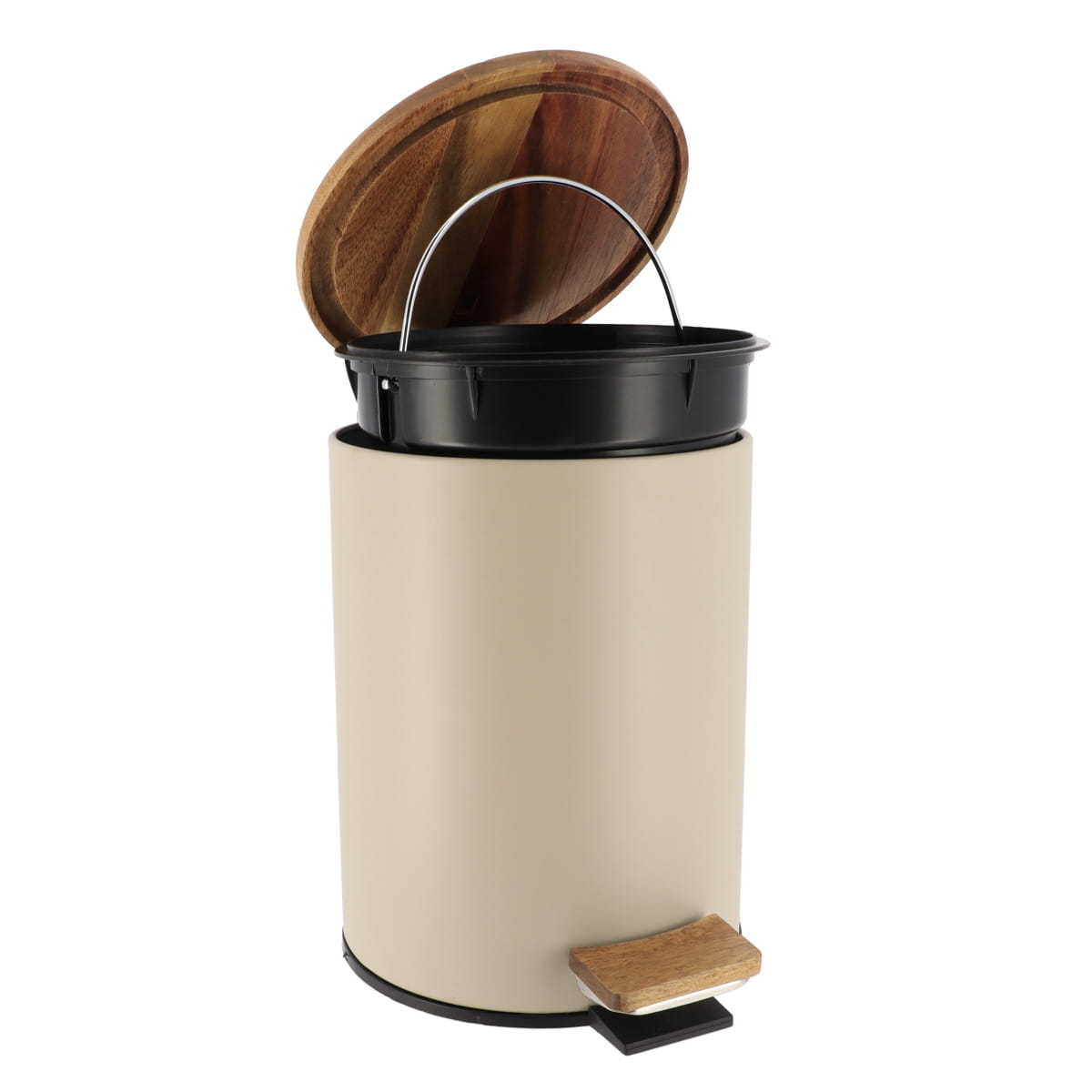 Coș De Gunoi Metalic Cu Închidere Lentă 3L - Acacia/Bambus