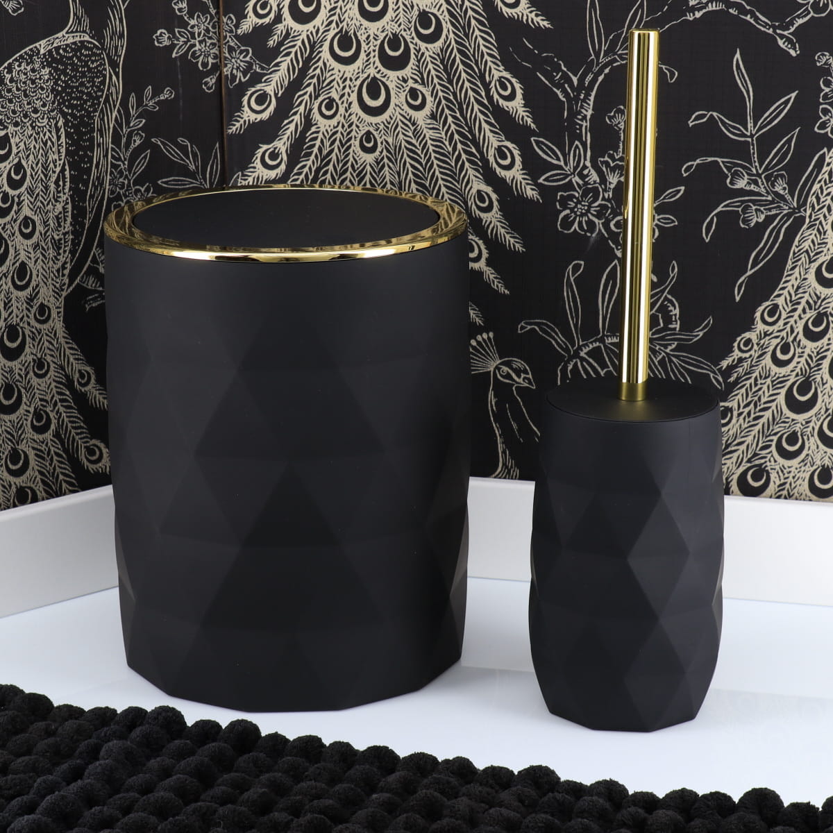 Coș de Gunoi Negru 6L - Cauciuc ABS, Stil Minimalist
