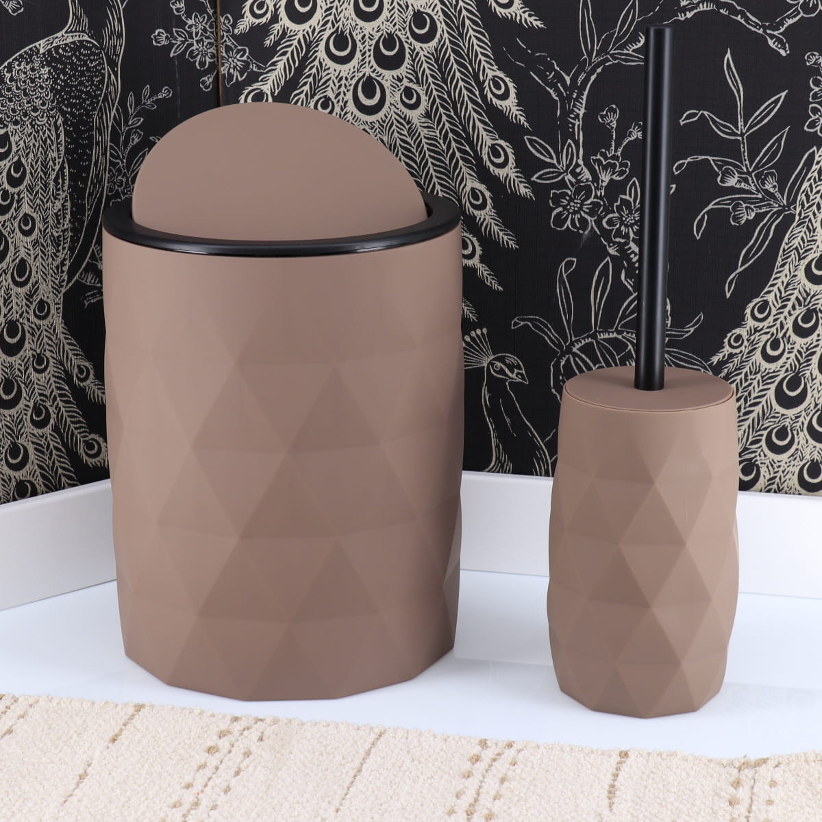 Coș de Gunoi din Cauciuc Maro 6L - Practic și Elegant