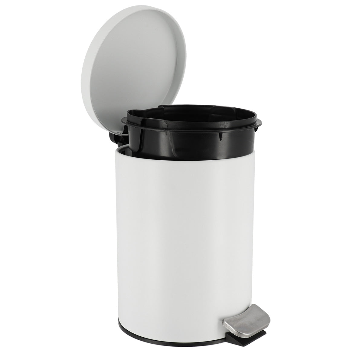 Coș De Gunoi Rotund Din Oțel Inoxidabil 3L - Alb