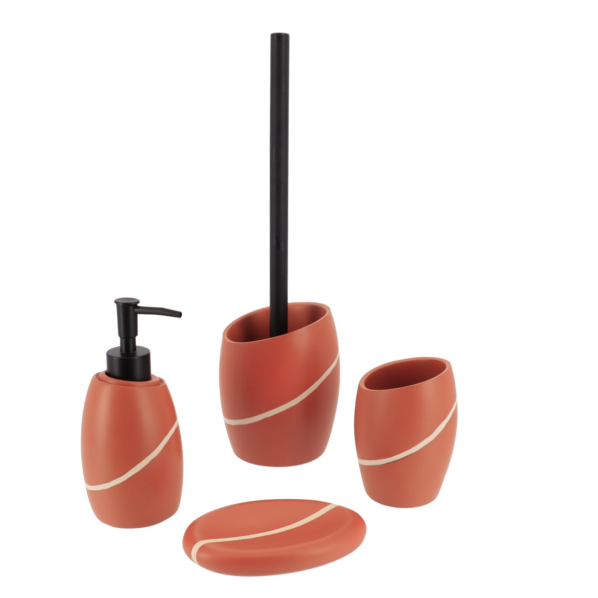 Perie de Toaletă Rotundă din Polirășină - Terracotta