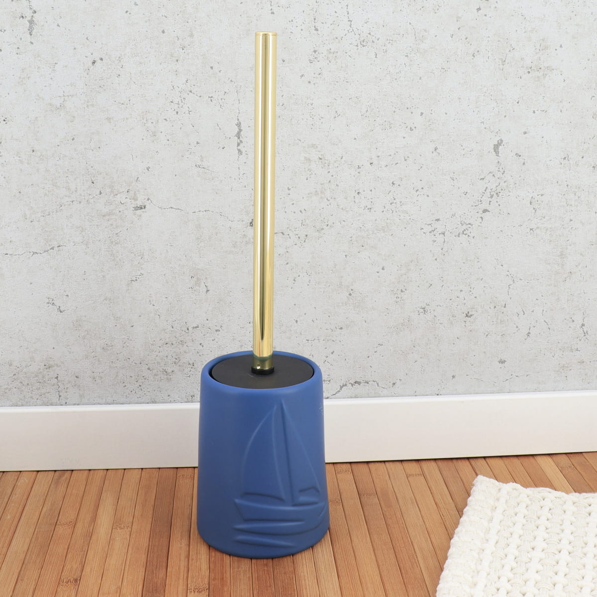 Perie de Toaletă din Gresie Decor în Formă de Barcă - Navy Blue