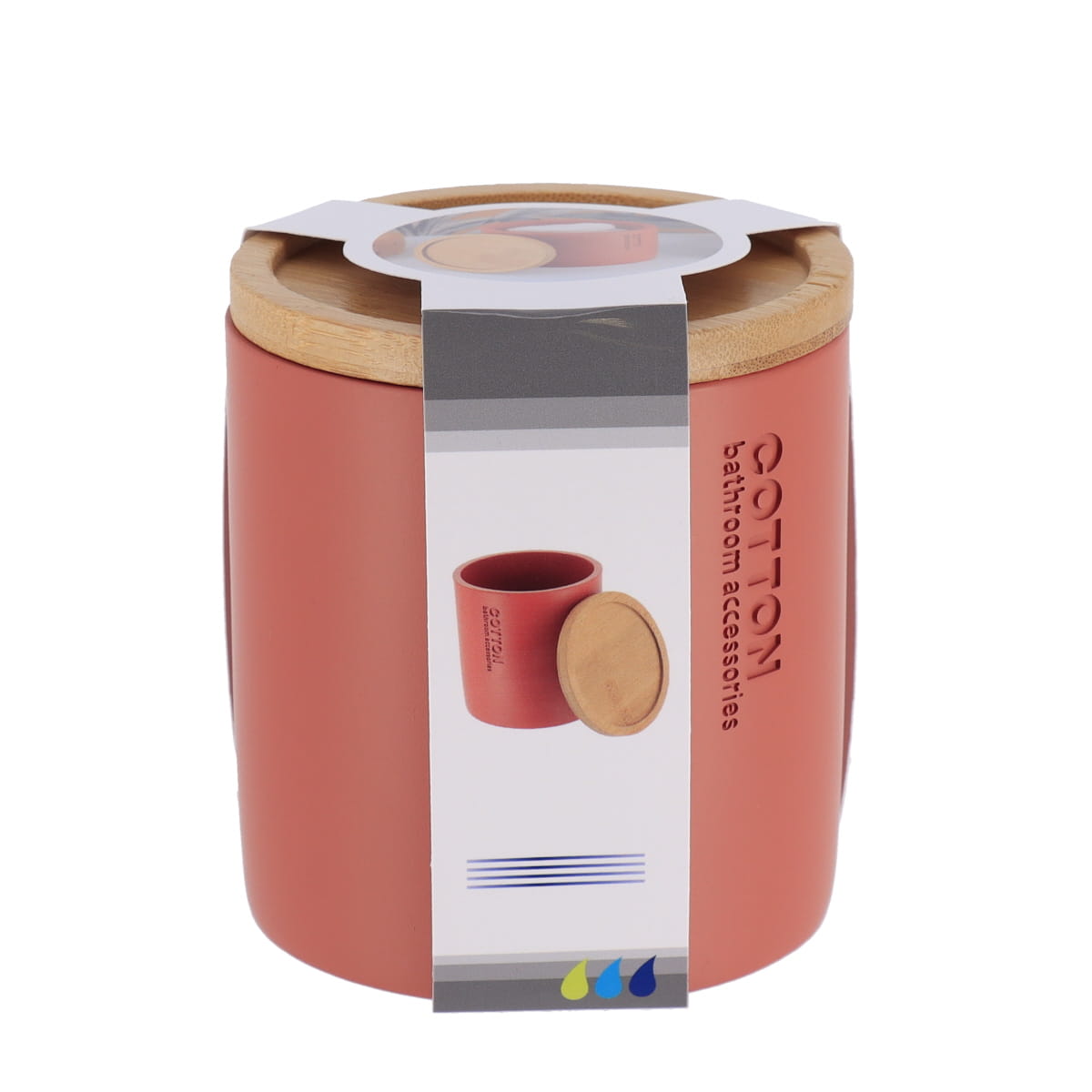 Cutie pentru Vată din Polirășină cu Capac - Terracotta/Bambus