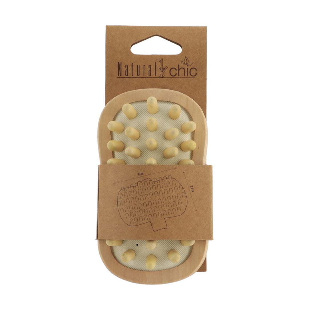 Perie de Masaj pentru Corp din Lemn Formă Rectangulară - Naturală