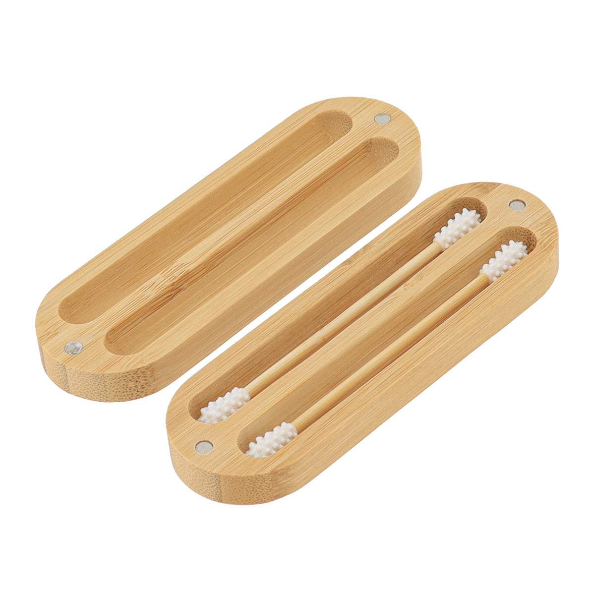 Set de 2 Bețe Reutilizabile din Silicon cu Husă - Bambus