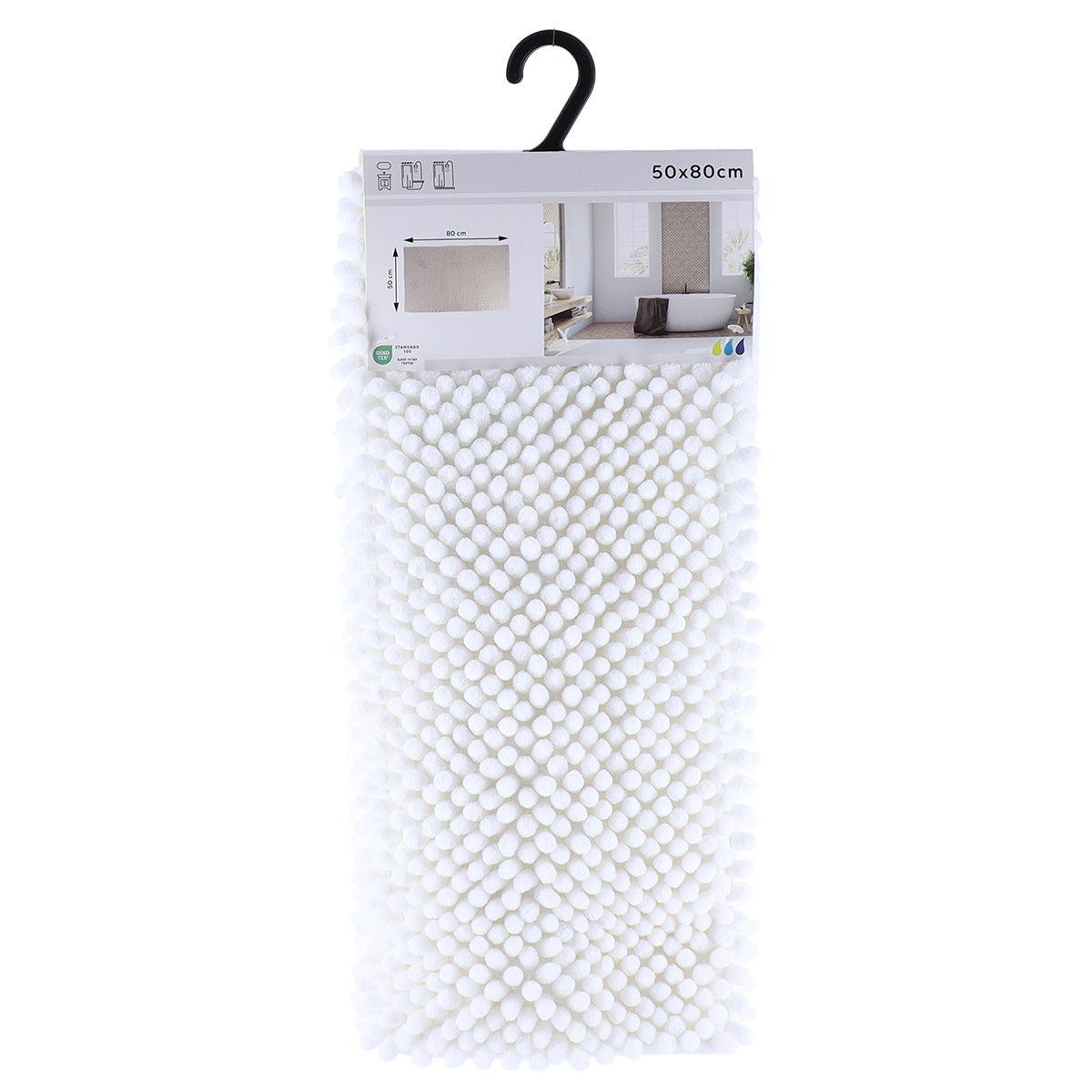 Covor Baie Microfibră cu Bile 50x80 CM - Alb