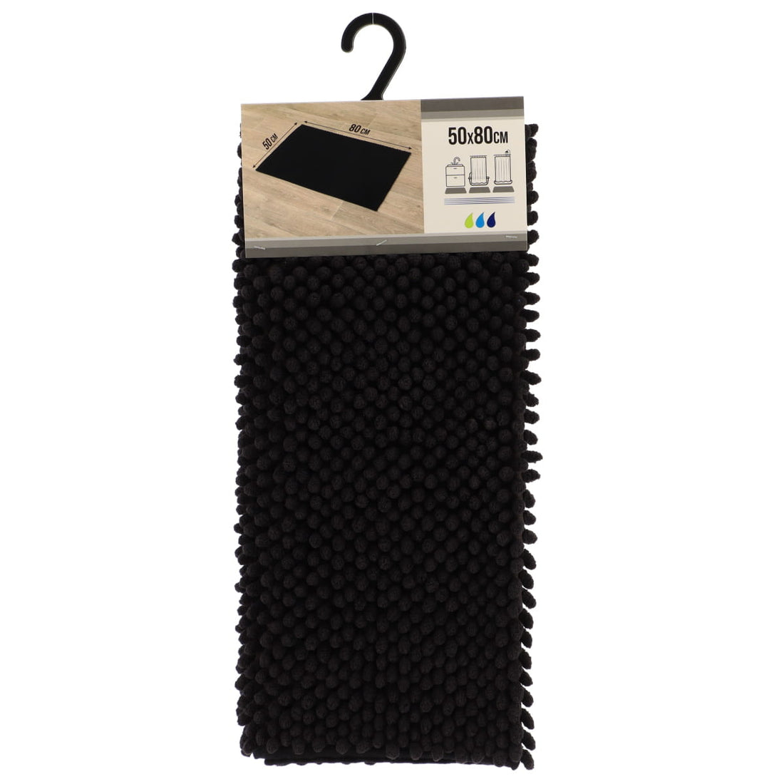 Covor Baie Microfibră cu Bile 50x80 CM - Negru