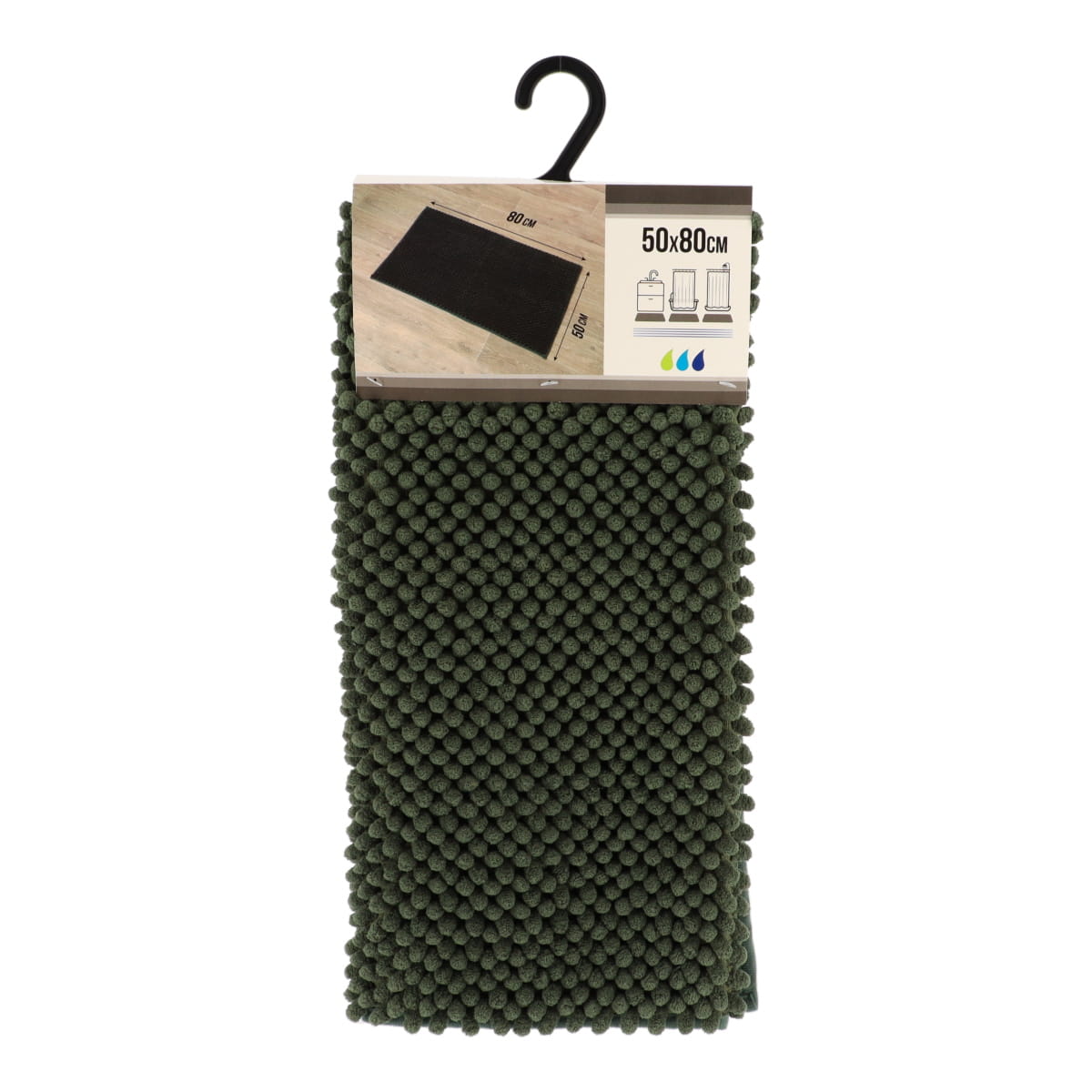 Covor Baie Microfibră cu Bile 50x80 CM - Dark Green