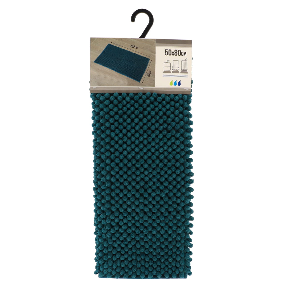 Covor Baie Microfibră cu Bile 50x80 CM - Peacock Blue