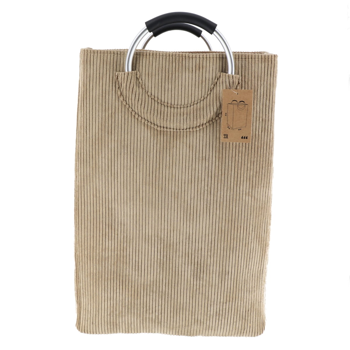 Coș Pliabil Pentru Rufe din Corduroy 55L - Taupe