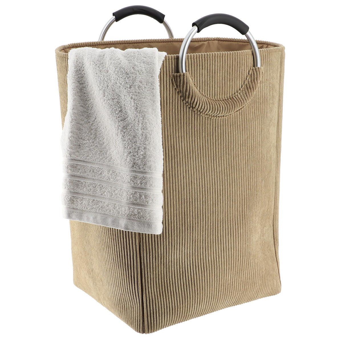Coș Pliabil Pentru Rufe din Corduroy 55L - Taupe