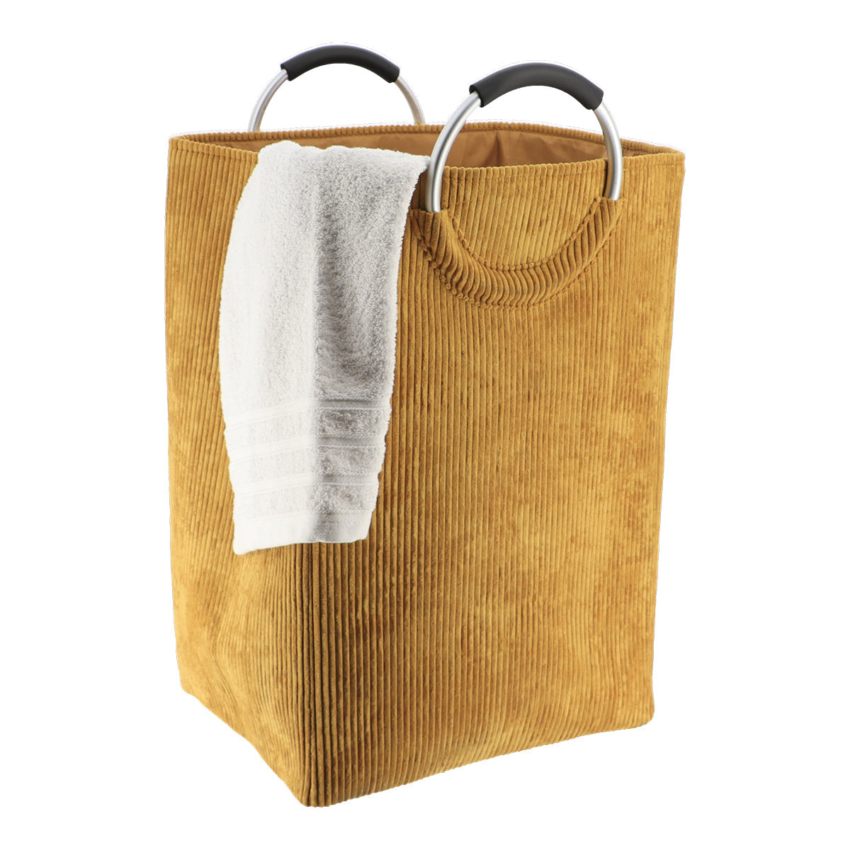 Coș Pliabil Pentru Rufe din Corduroy 55L - Mustar