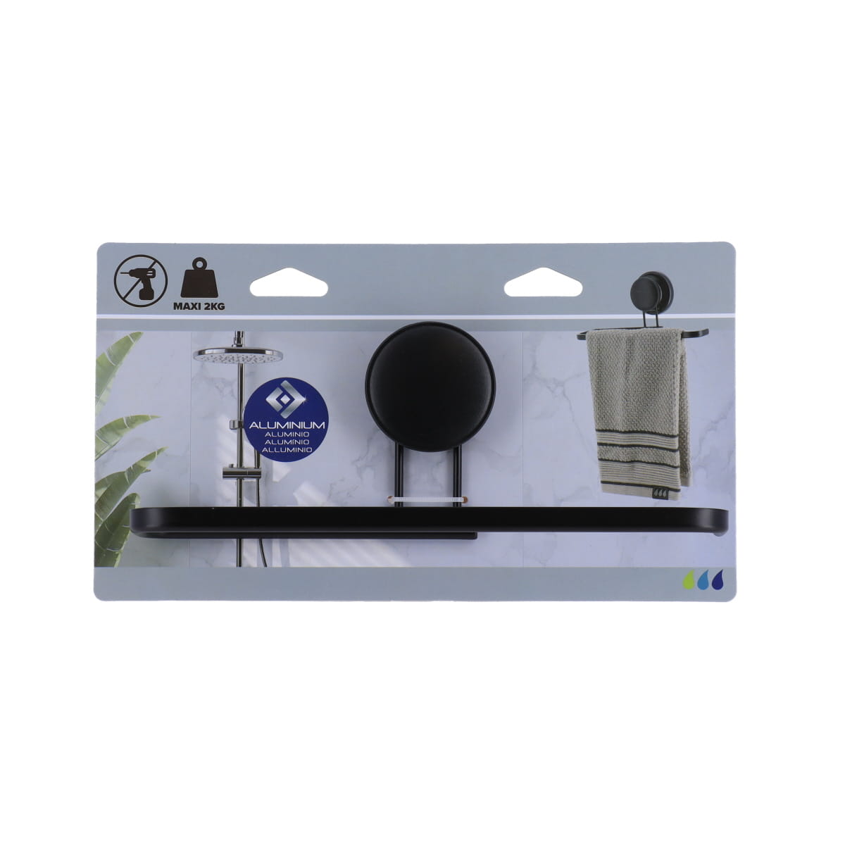 Suport Prosop Tip Inel cu Ventuză - Aluminiu Negru