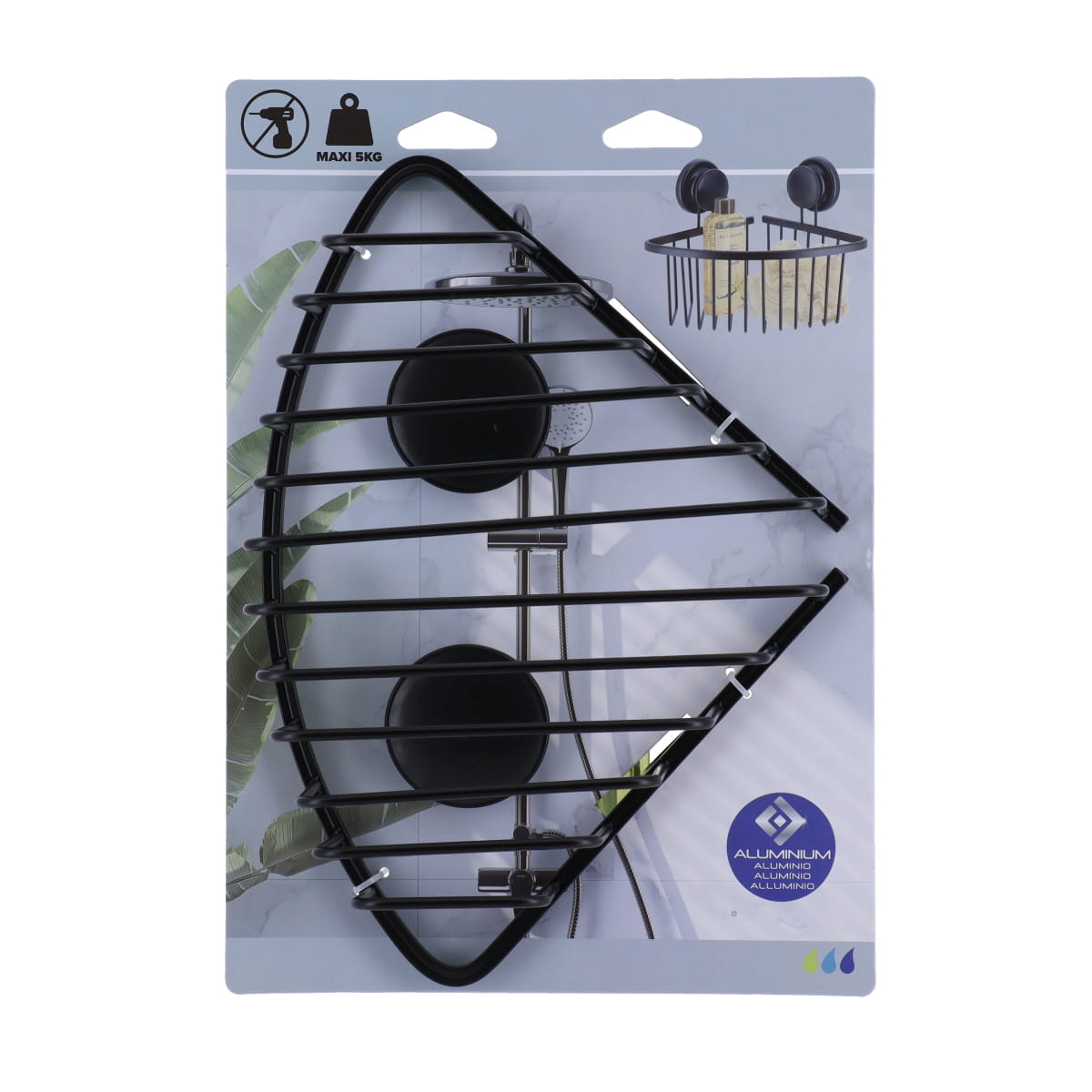 Raft de Colț pentru Baie din Aluminiu - Negru
