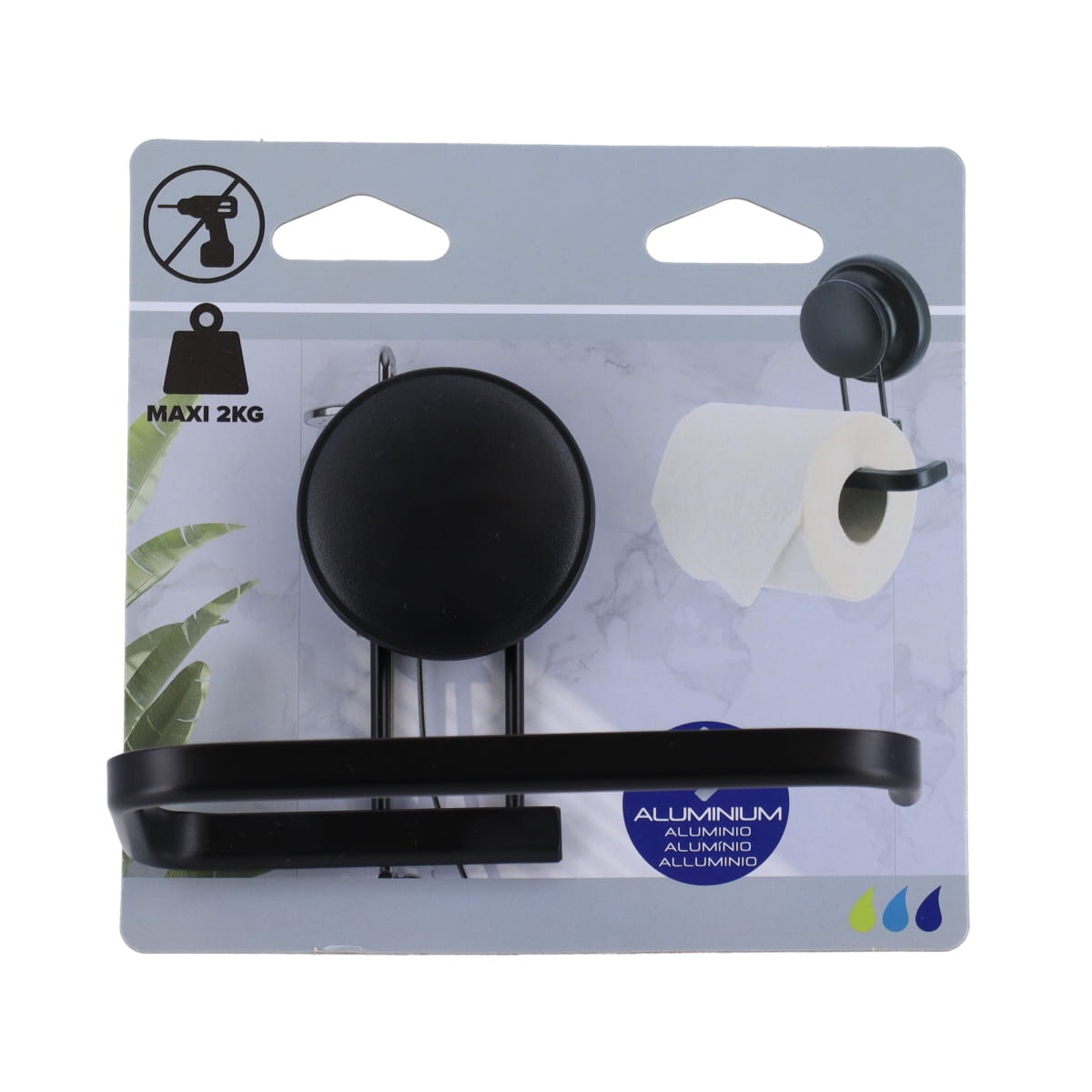 Dispenser pentru Hârtie din Aluminiu cu Fixare pe Ventuză - Negru
