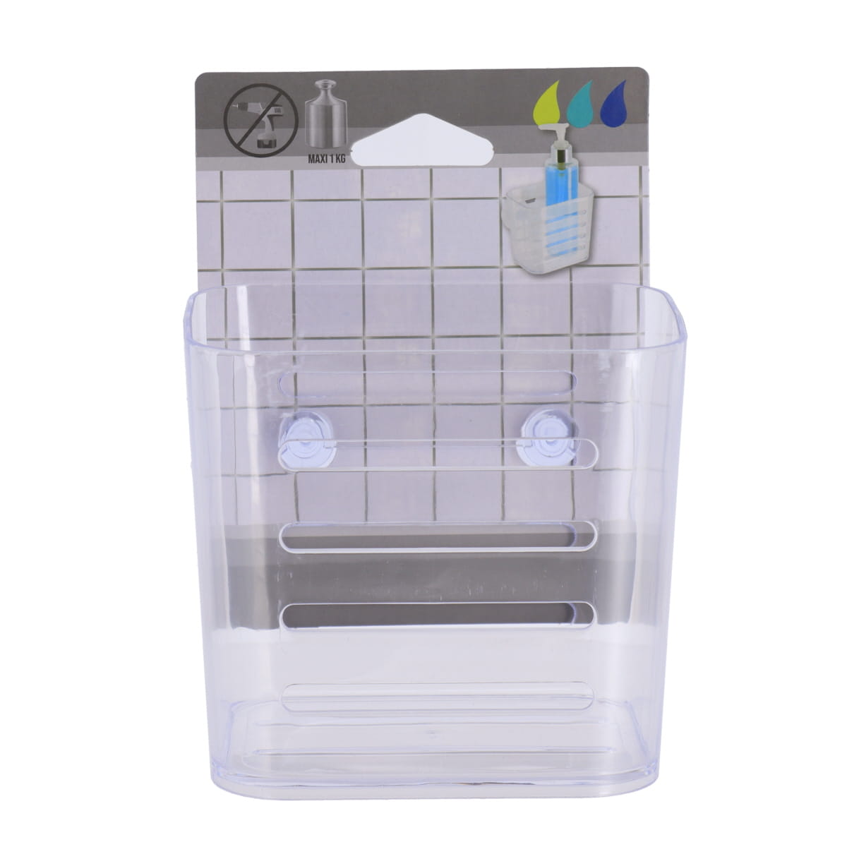 Coș Mic Rectangular din PS cu Ventuze - Transparent