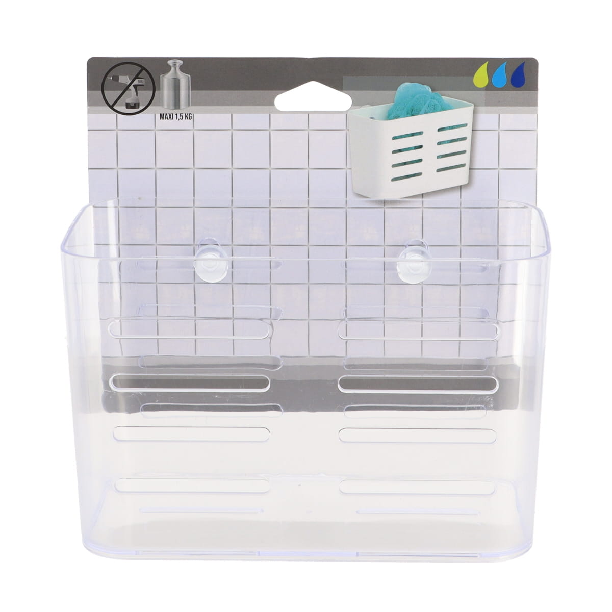 Organizator Rectangular Mare din PS cu Ventuze - Transparent