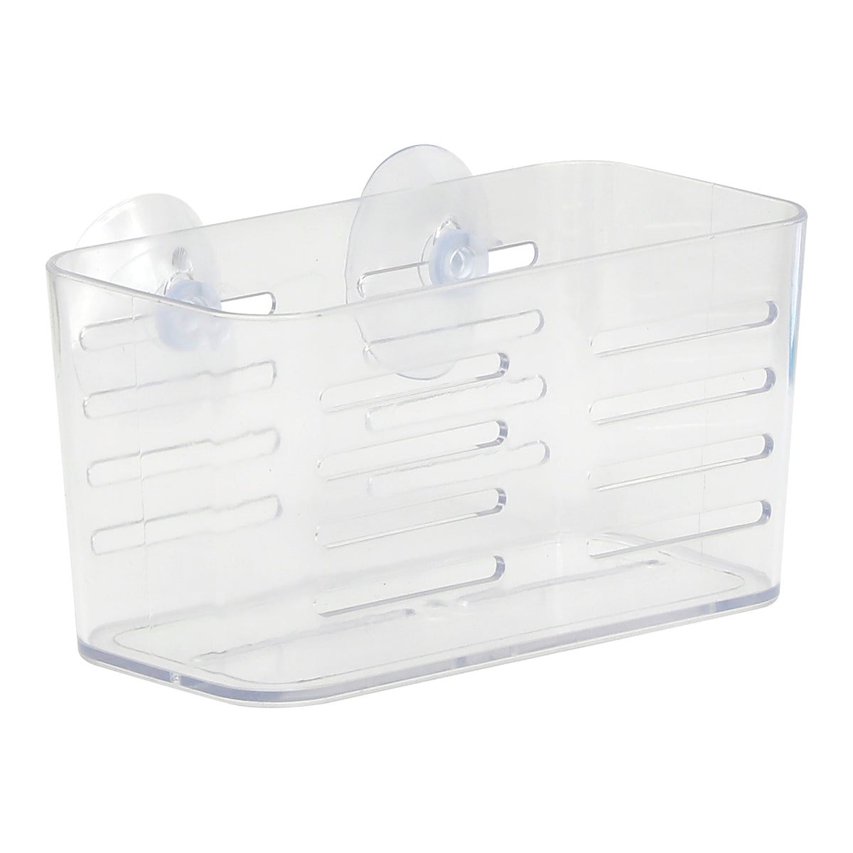 Coș Organizator Mediu Rectangular din PS cu Ventuze - Transparent