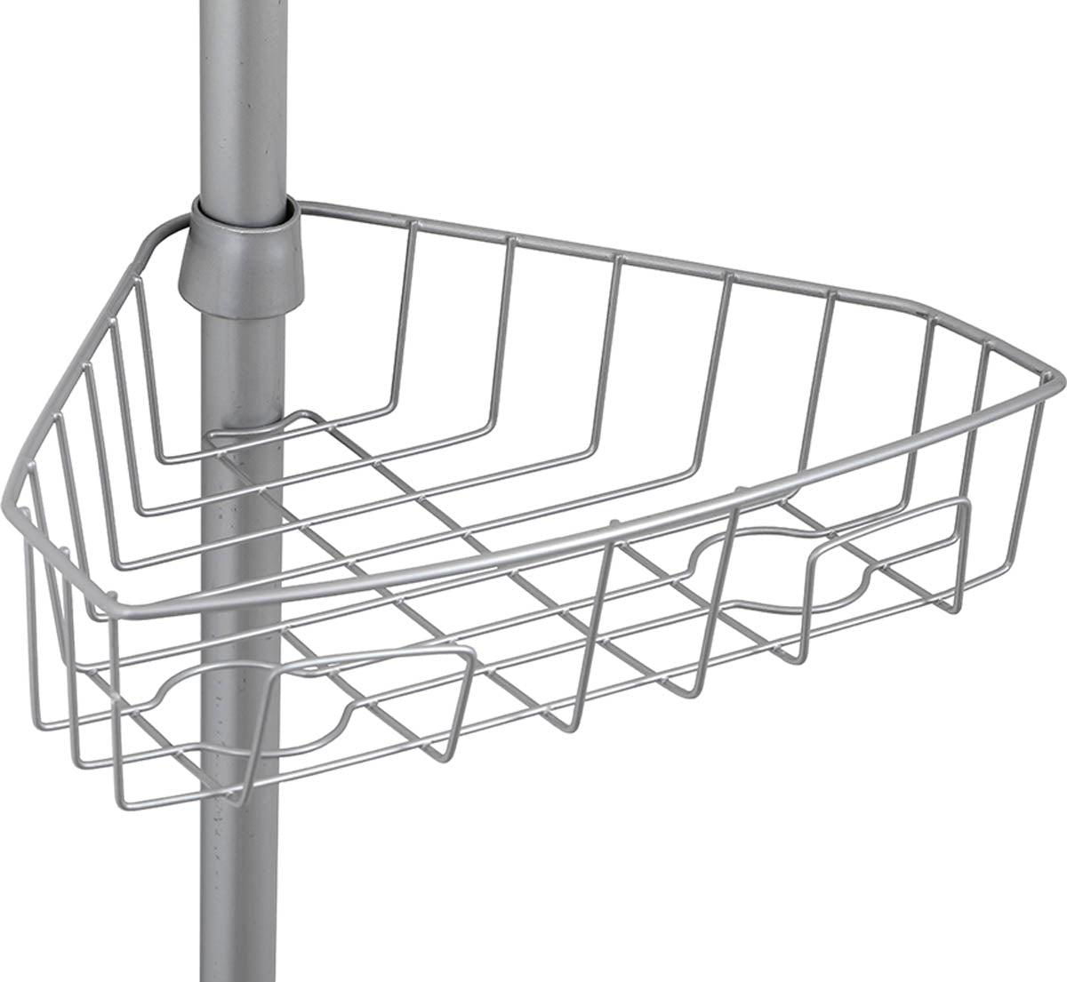 Coloană Telescopică din Metal Vopsit cu 4 Rafturi, Înălțime 289 cm – Gri Deschis