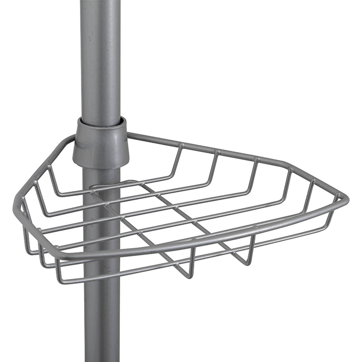 Coloană Telescopică din Metal Vopsit cu 4 Rafturi, Înălțime 289 cm – Gri Deschis