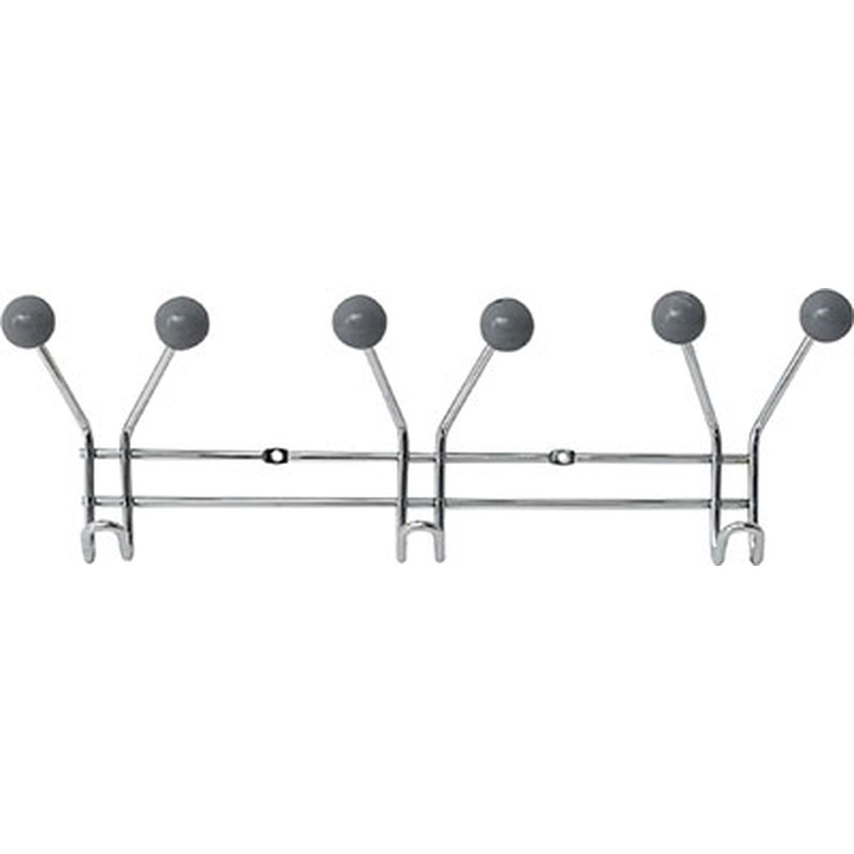 Suport cu Cârlige din Metal de Fixat cu 2 Agățătoare - Crom/Alb