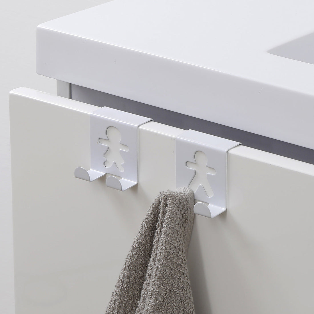 Set 2 Cârlige Metalice pentru Sertar Alb