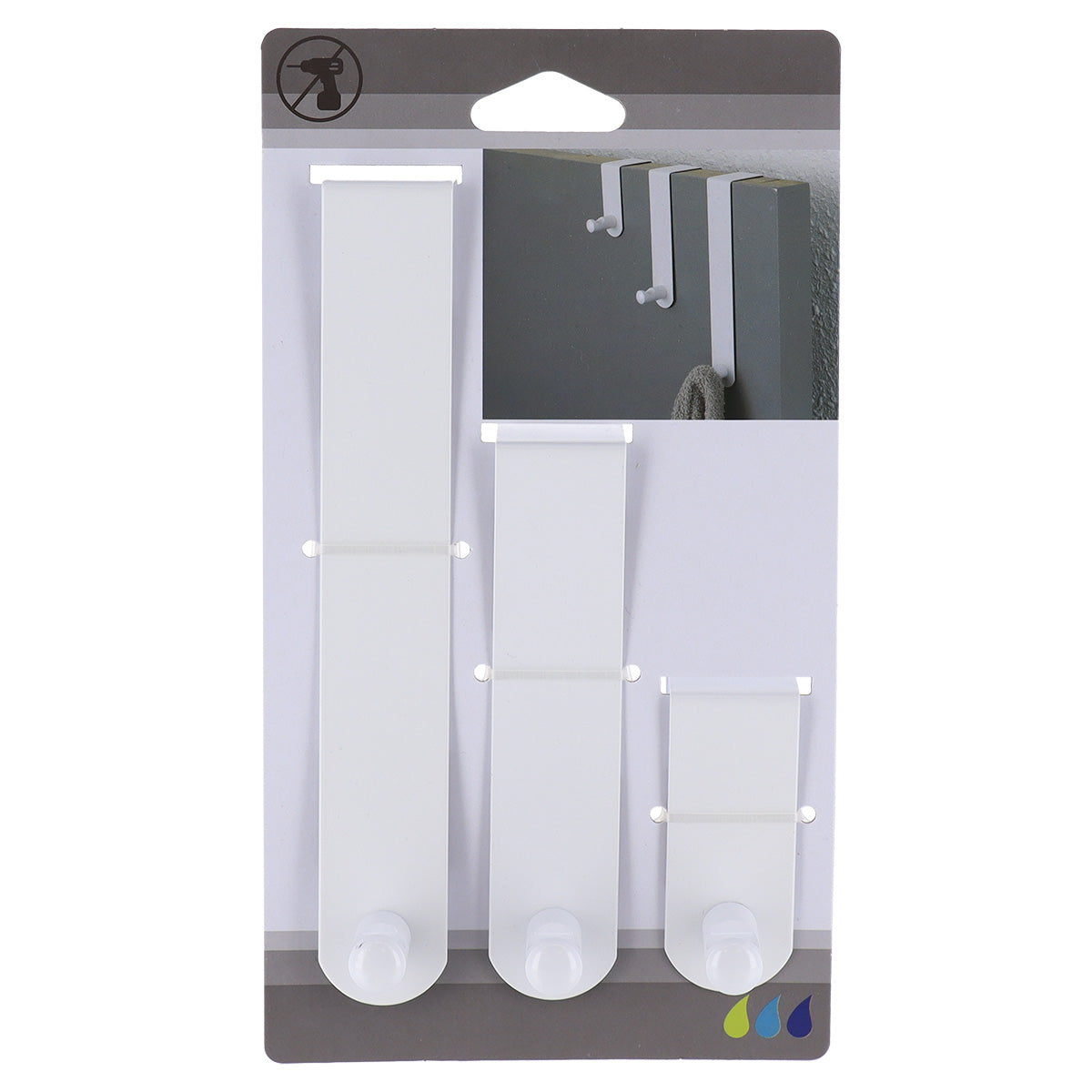 Set 3 Cârlige Oțel Inoxidabil pentru Ușă Alb