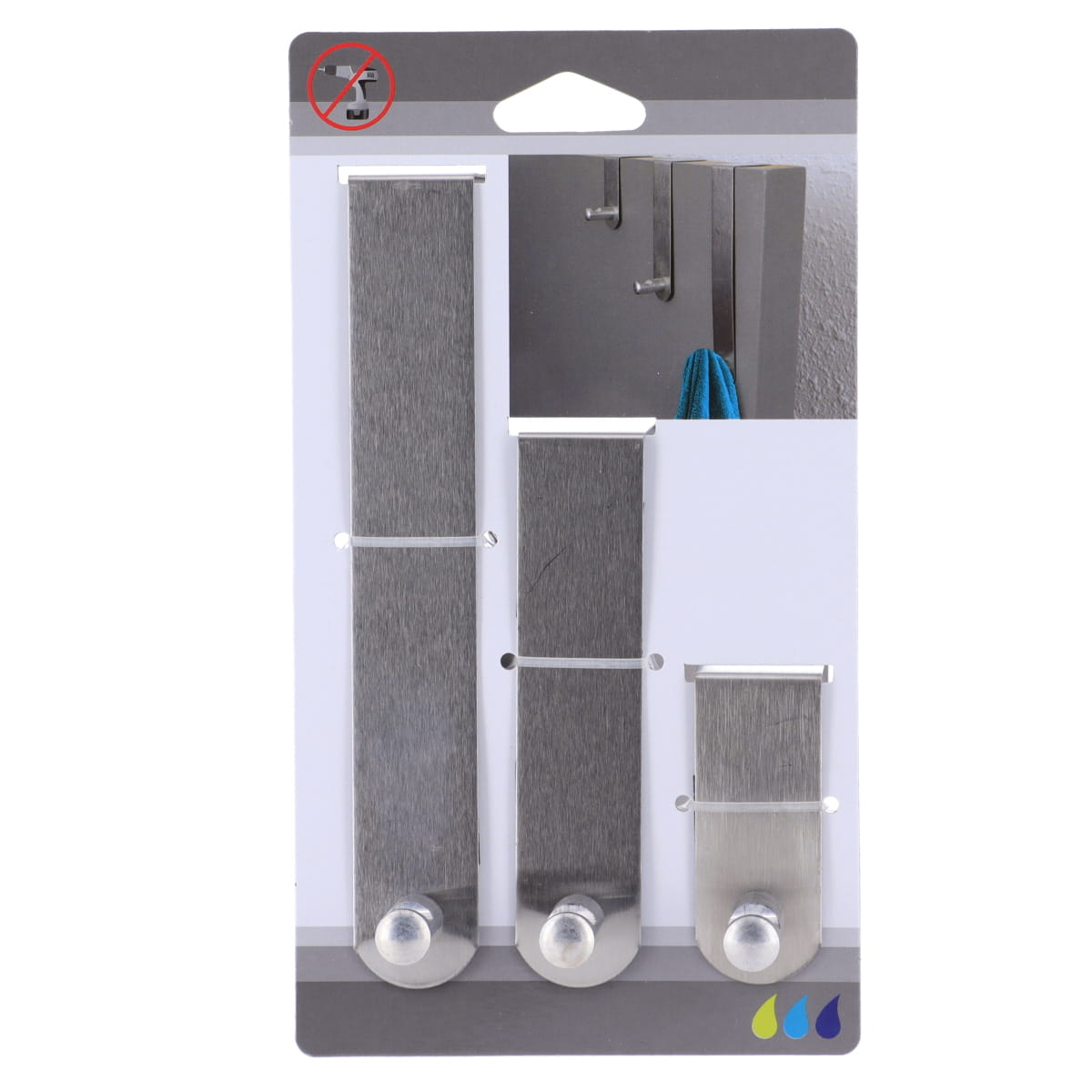 Set 3 Cârlige Oțel Inoxidabil pentru Ușă Crom