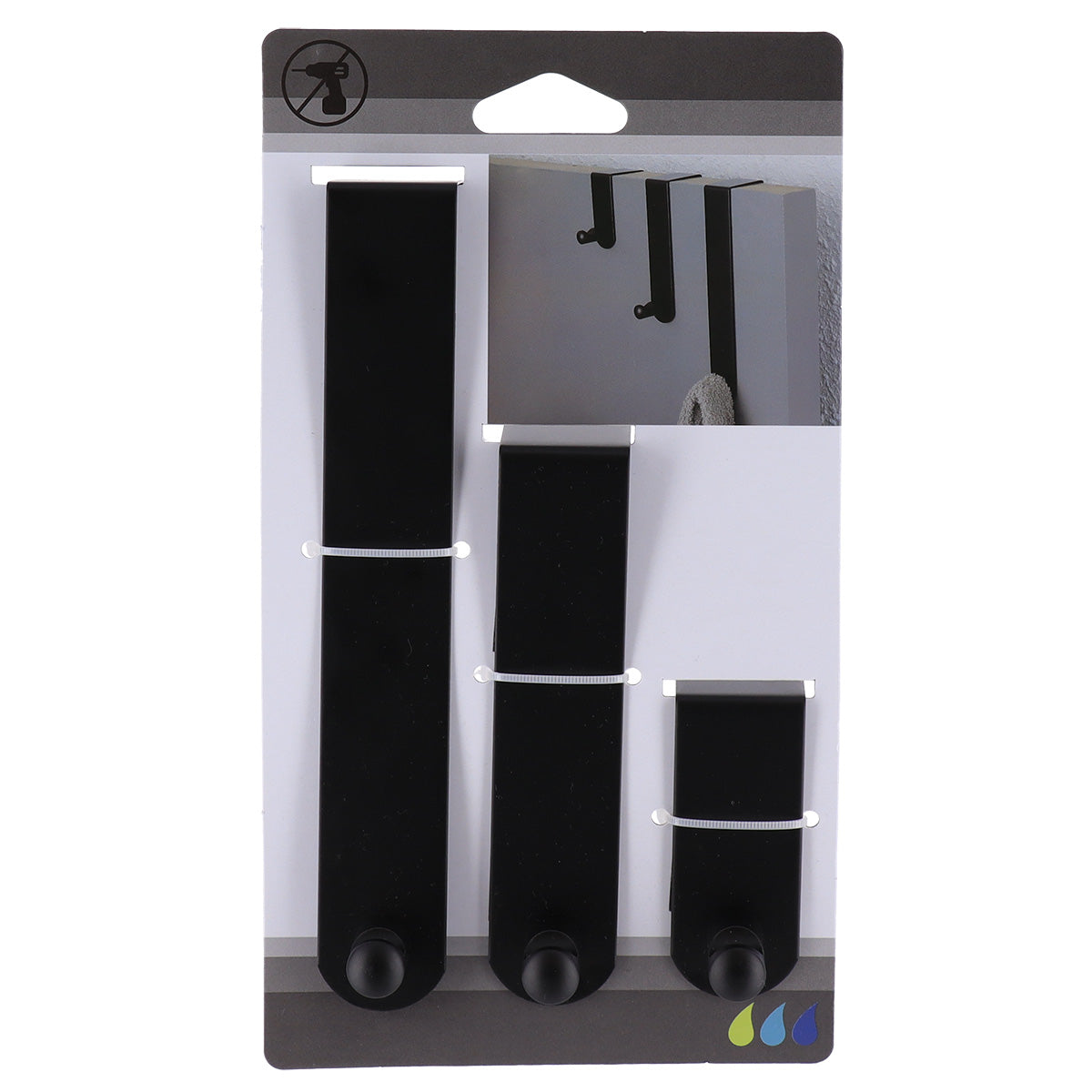 Set 3 Cârlige Oțel Inoxidabil pentru Ușă Negru