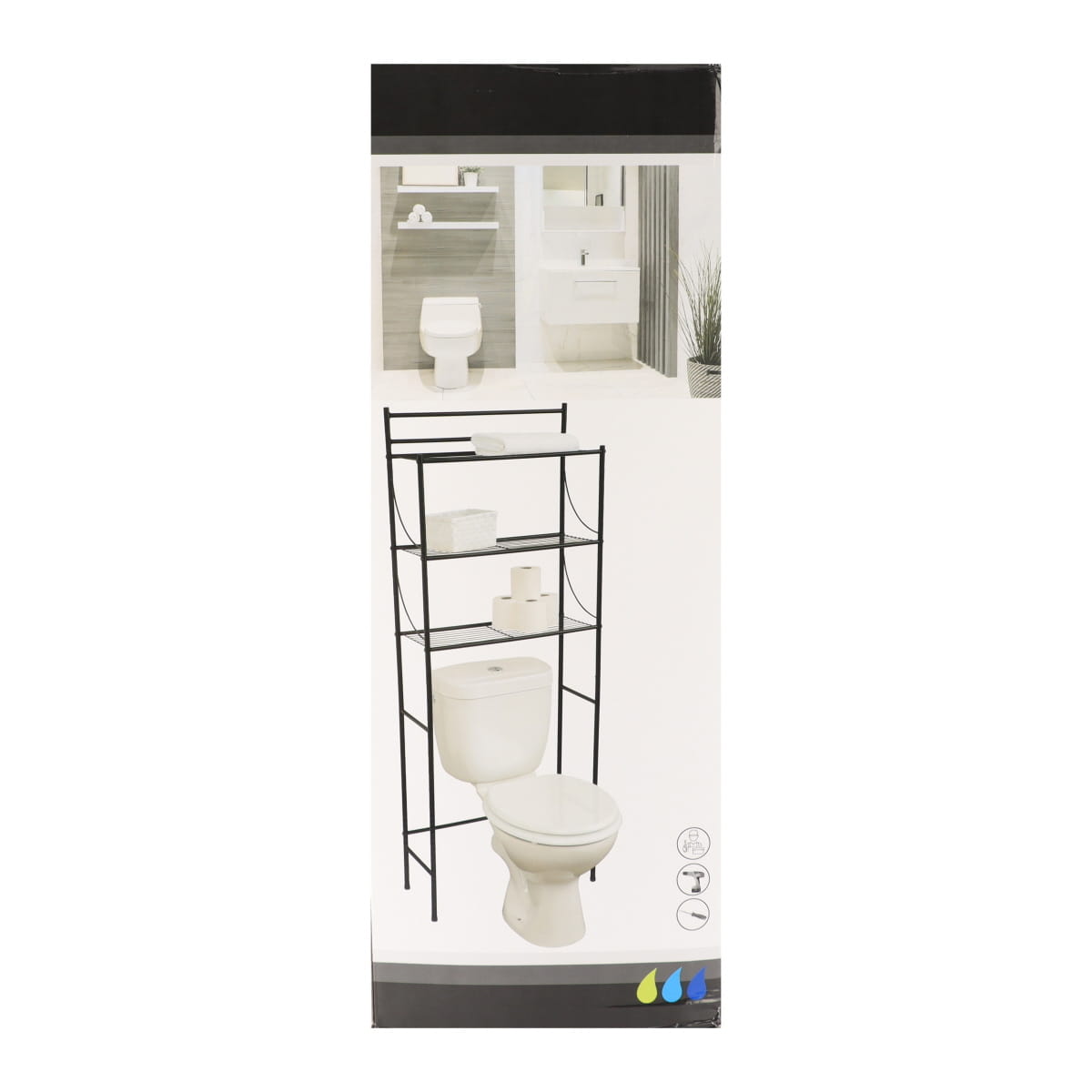 Raft Metalic Pentru Toaletă cu 3 Niveluri - Negru