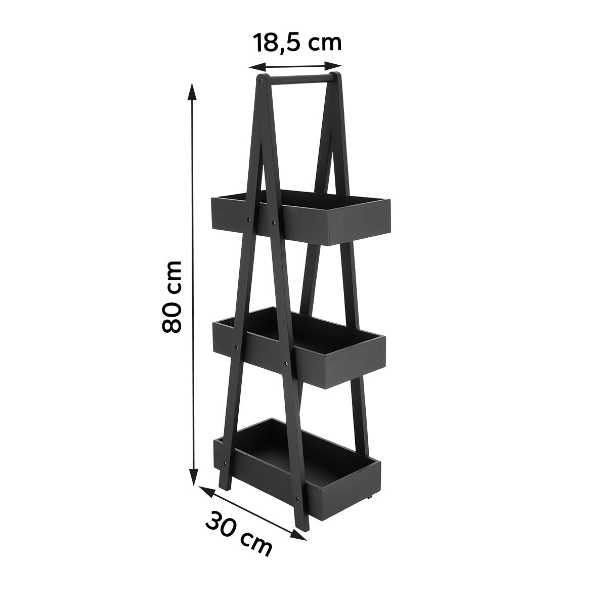 Raft din MDF/Bambus cu 3 Niveluri - Negru