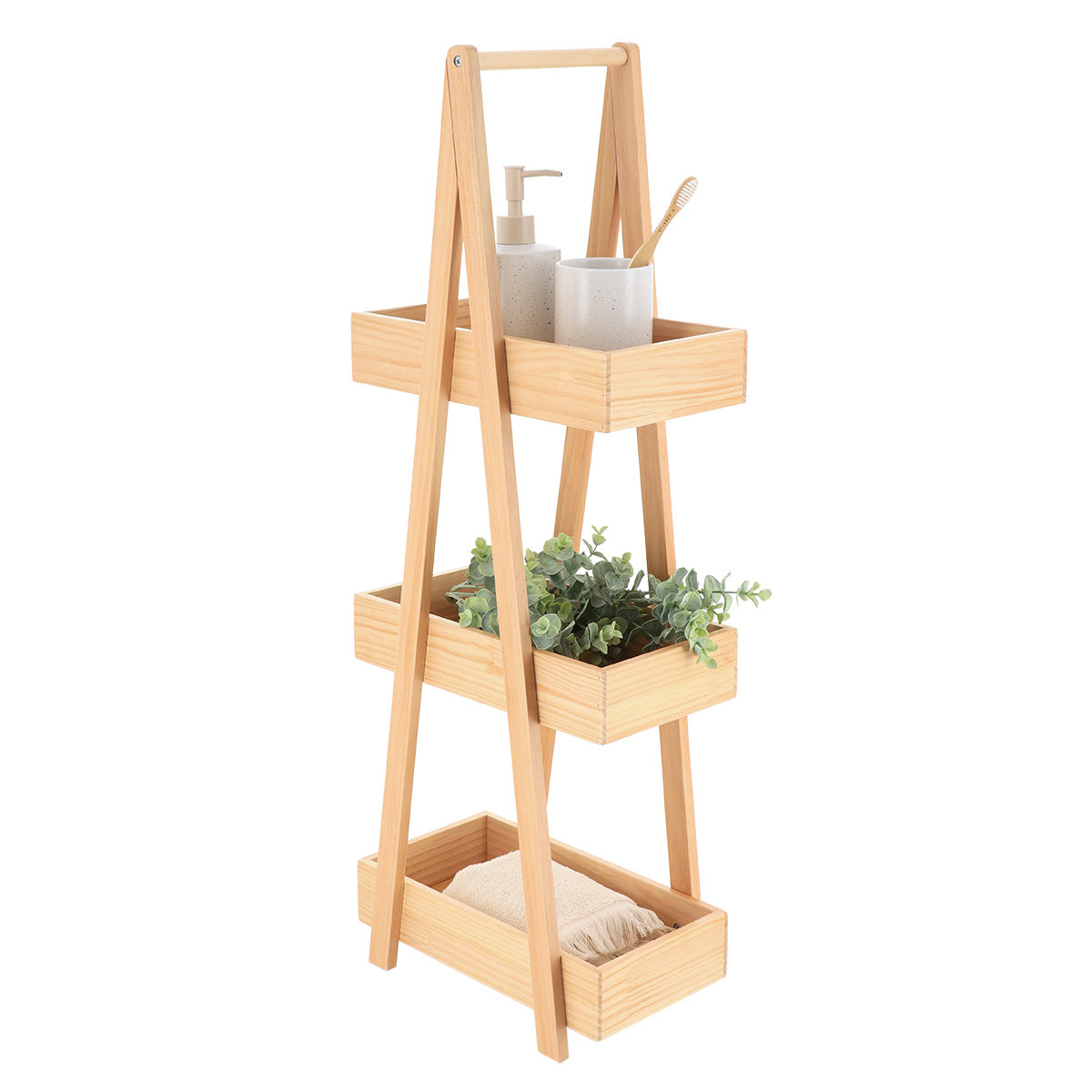 Raft din Pin/MDF cu 3 Niveluri - Natural