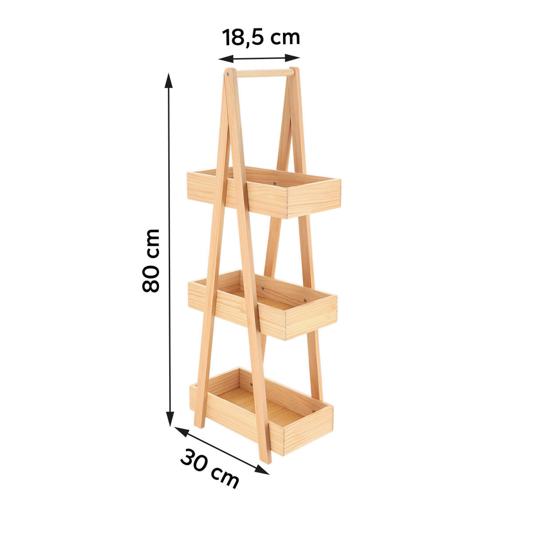 Raft din Pin/MDF cu 3 Niveluri - Natural