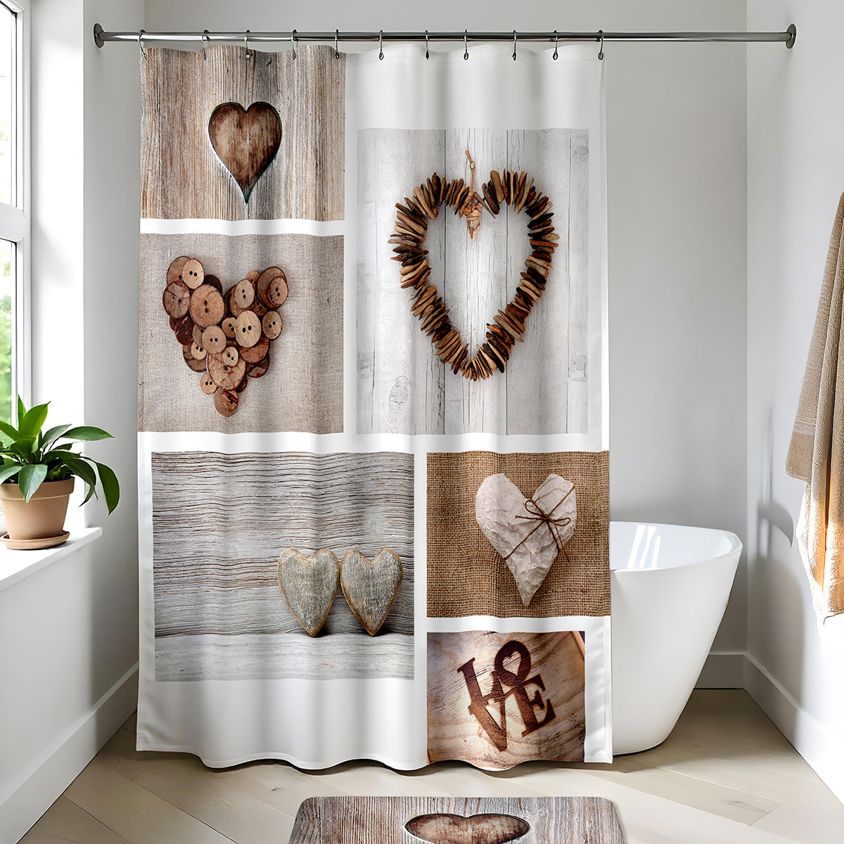 Cortina de Duș Poliester 180x200 cm - AMOUR  Design Elegant și Funcțional