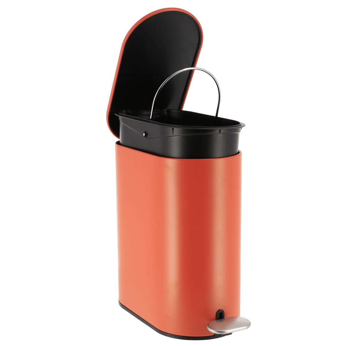 Coș De Gunoi Oval Metalic Cu Sistem De Închidere Lentă 5L, Pedală Din Oțel Inoxidabil - Siena