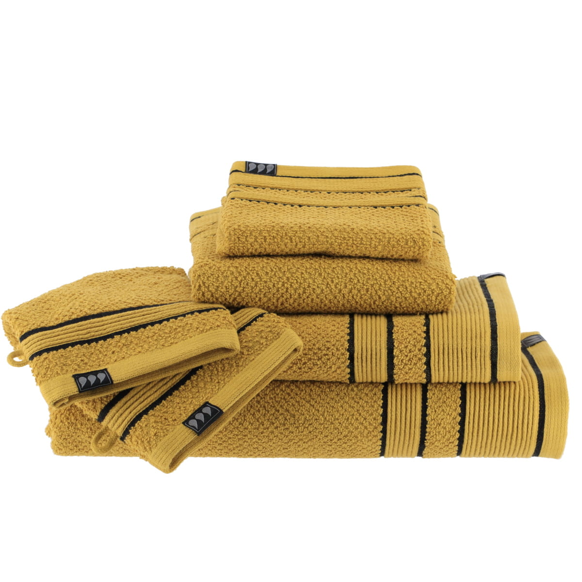 Prosop 30x50 cm 100% Bumbac - Ochre/Negru