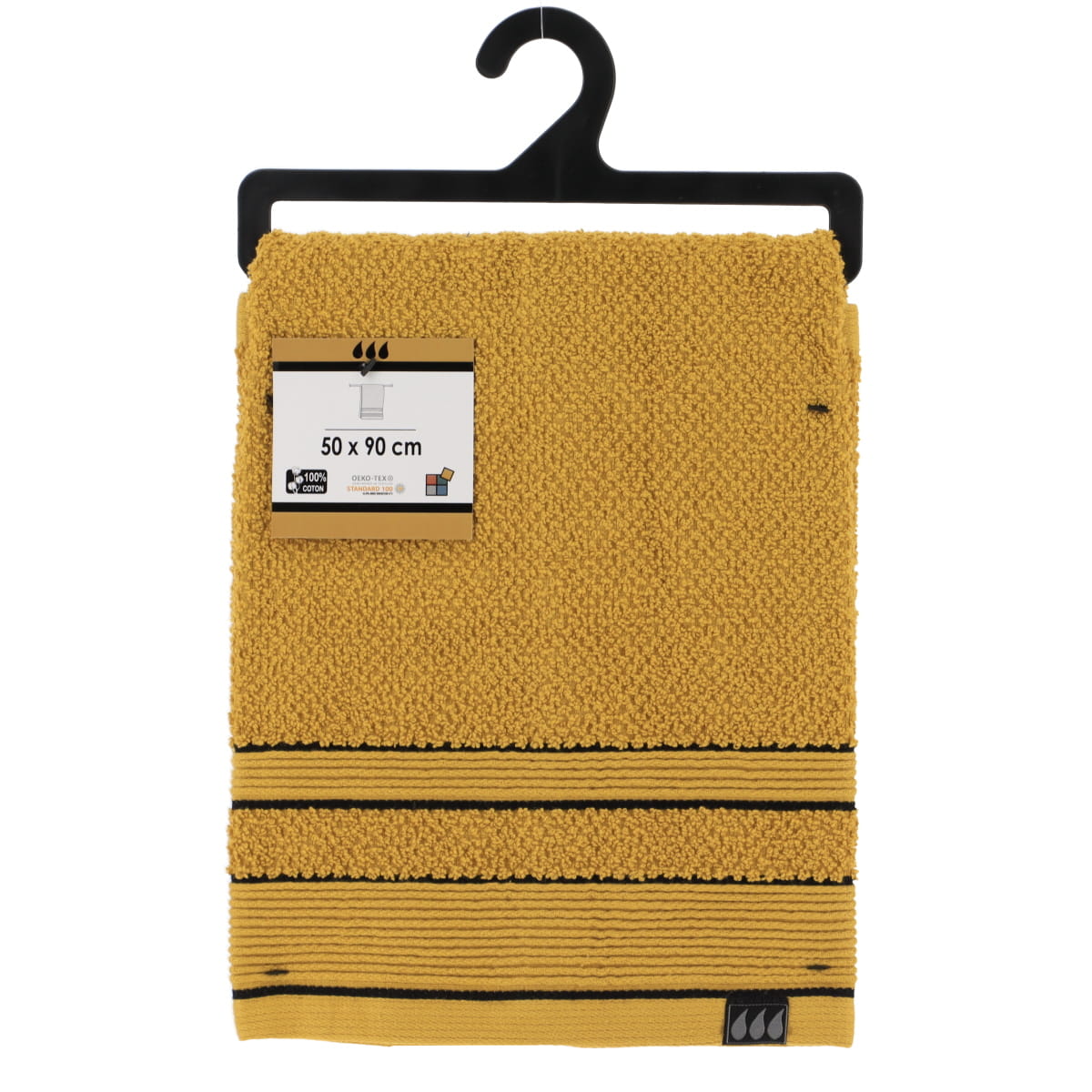 Prosop 50x90 cm 100% Bumbac - Ochre/Negru