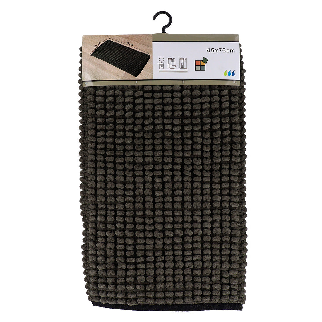 Covoraș Bicolor Bumbac 45x75 CM - Khaki/Negru