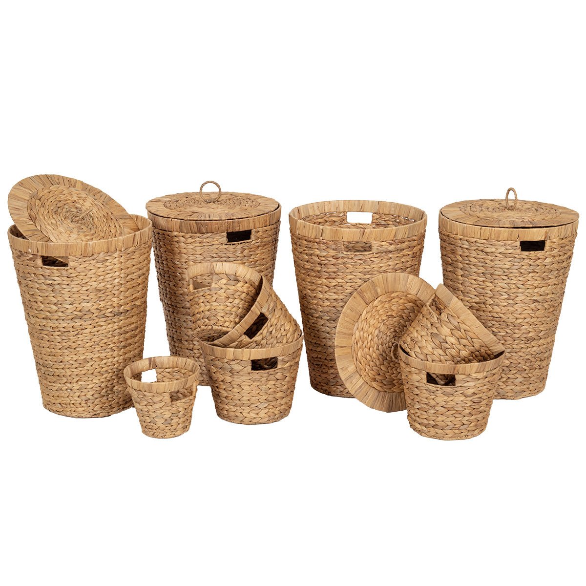 Set 10 Coșuri Rotunde din Zambilă - Natural - Set cârlige - Softambient