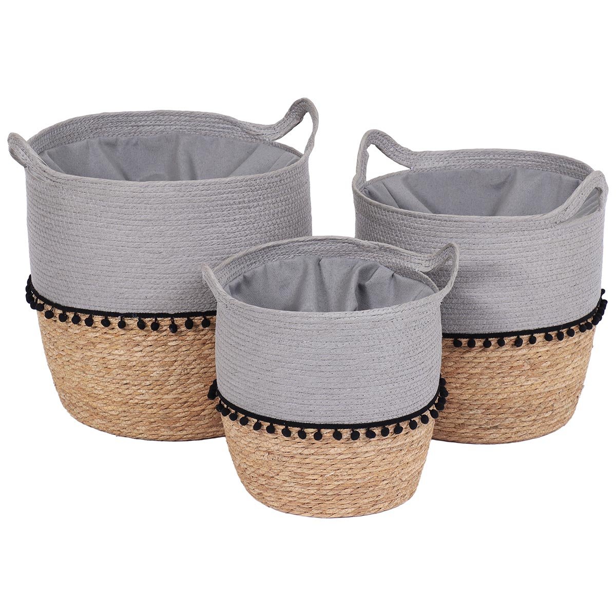 Set 3 Cosuri De Baie Gri/Natural - Set coșuri - Softambient