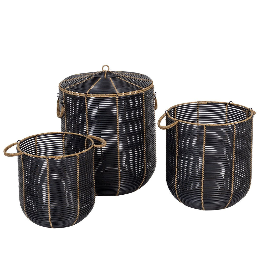 Set 3 Cosuri De Baie Negru/Natural - Set coșuri - Softambient