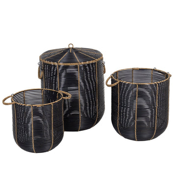 Set 3 Cosuri De Baie Negru/Natural - Set coșuri - Softambient