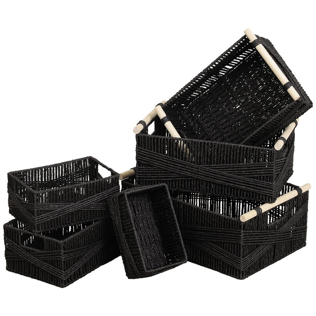 Set 6 Cosuri Lemn - Negru - Set coșuri - Softambient